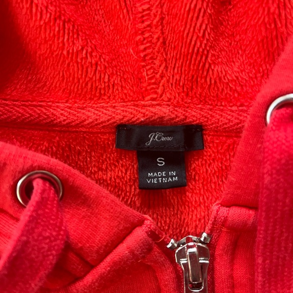 J. Crew Terry Lined Full Zip Vibrant Red Hoodie - Picture 2 of 5